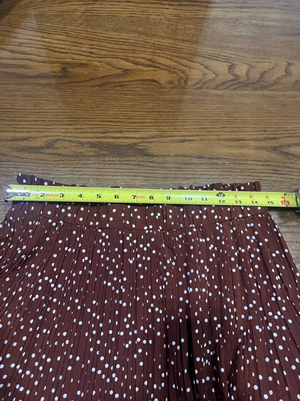 Pleated Polka Dot Midi Skirt - Brown - Picture 3 of 5